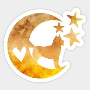 Husky Moon Stars Art Sticker